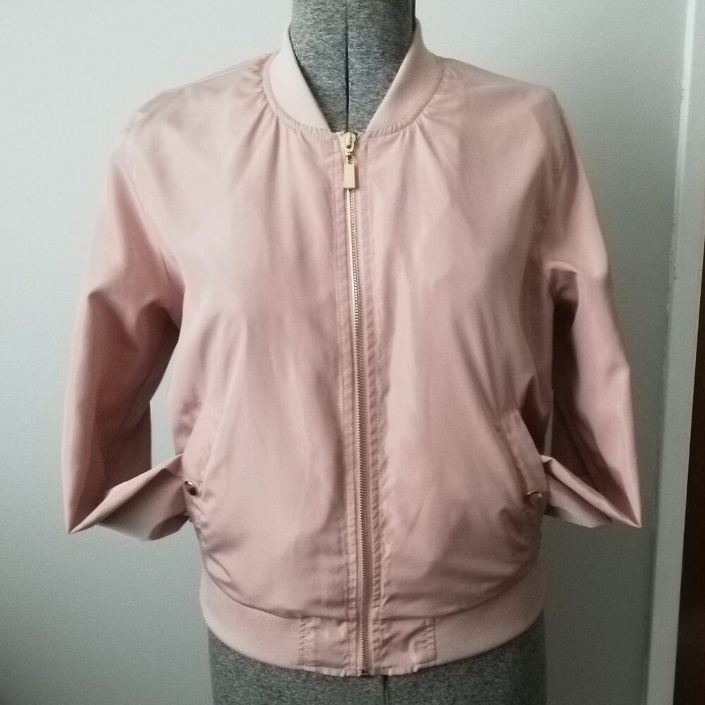 Revamped Light Pink Bomber Jacket - Size L